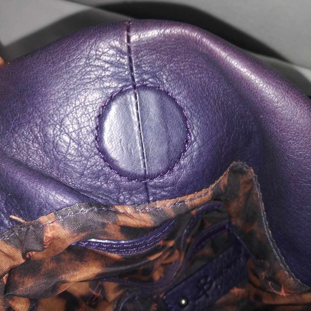 B Markowsky purple leather studded shoulder bag - Picture 3 of 7
